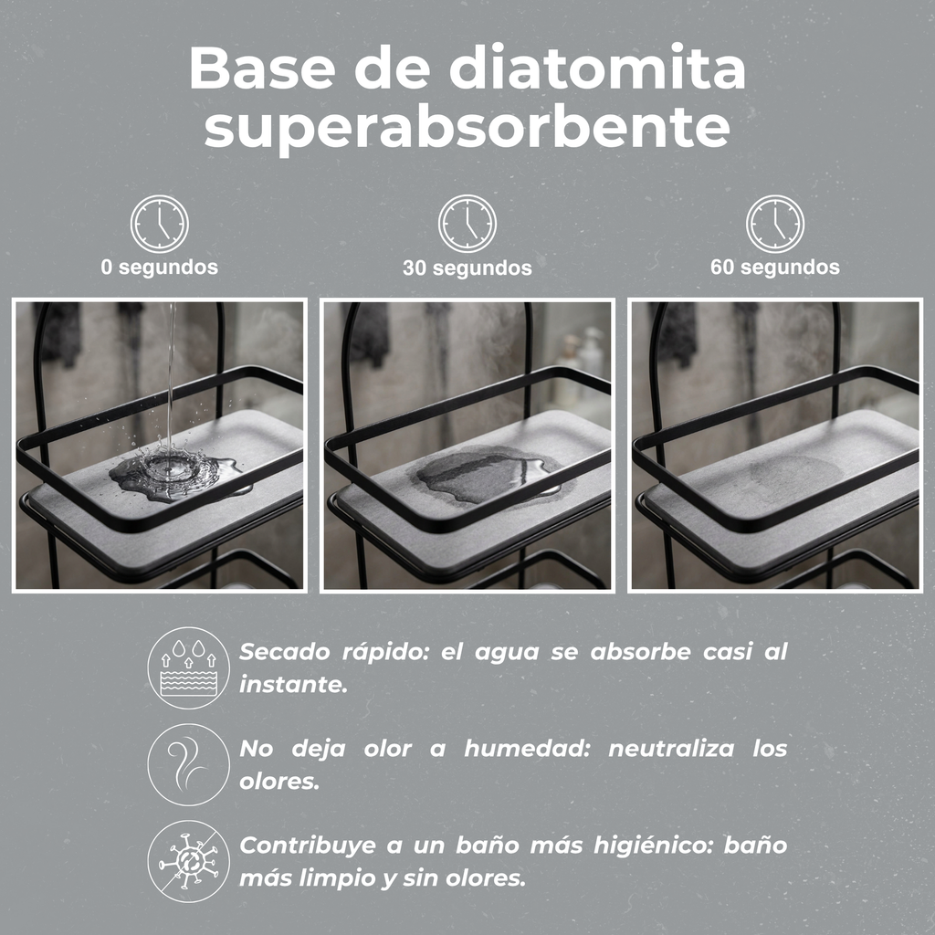 Organizador de Ducha sin Taladro — Doble Estante con Base de Diatomita